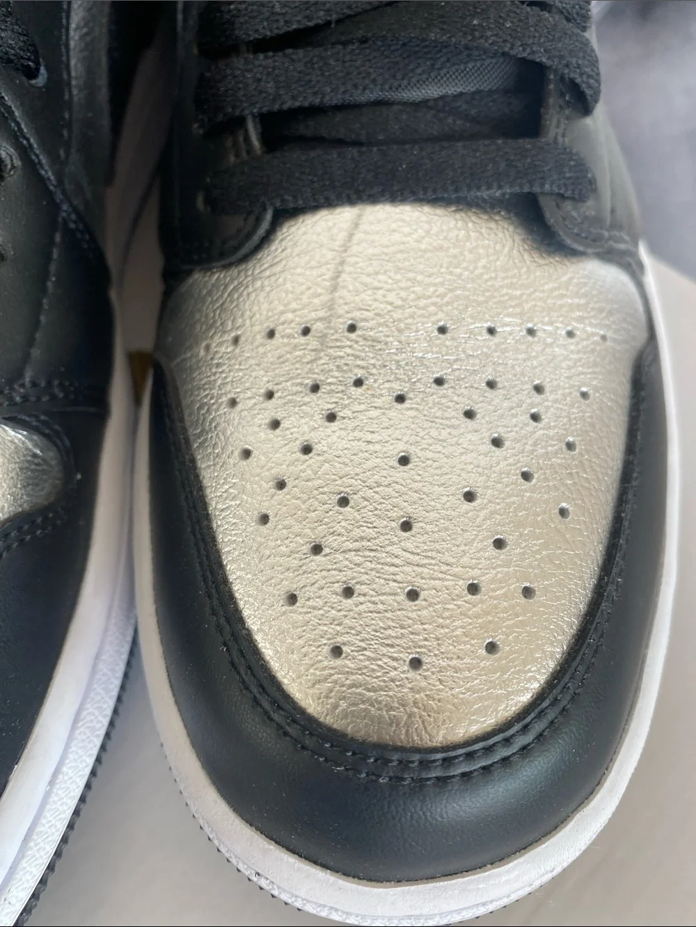 NWT Women’s Jordan 1 Low SE Black and Metallic Silver Low Top Sneakers - Picture 14 of 17